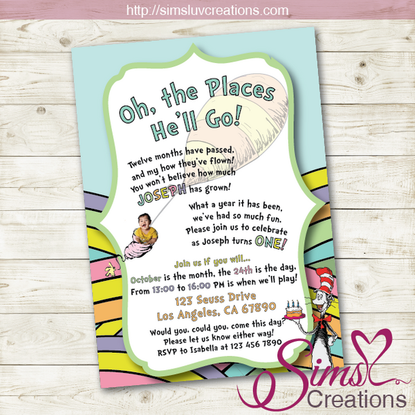 DR SEUSS BIRTHDAY PRINTABLE INVITATION | OH THE PLACES YOU'LL GO PARTY INVITATION