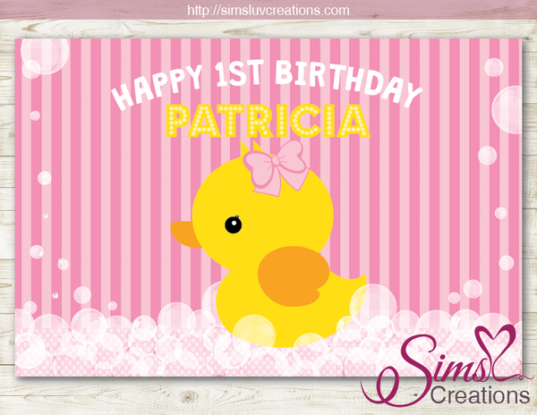 RUBBER YELLOW DUCK PRINTABLE BACKDROP BANNER | LITTLE DUCKLING PARTY POSTER
