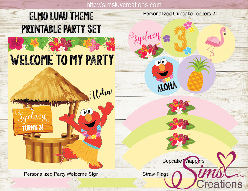 ELMO SESAME STREET PARTY PRINTABLE KIT | LUAU TROPICAL PARTY DECORATIO – Sims Luv Creations elmo-sesame-street-party-printable-kit-luau-tropical-party-decoratio-sims-luv-creations