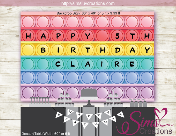 FIDGET POP IT PRINTABLE BACKDROP BANNER | PERSONALIZED BIRTHDAY POSTER PRINTABLE