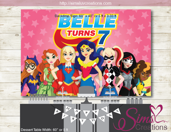 DC SUPERHERO GIRLS PRINTABLE PARTY BACKDROP BANNER | SUPER GIRLS BIRTHDAY POSTER