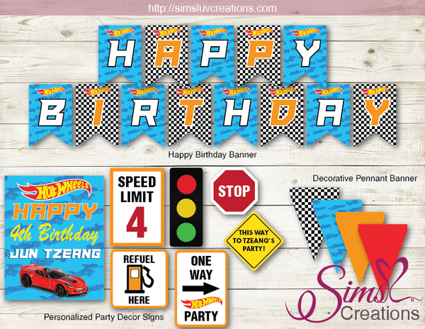 HOT WHEELS PARTY KIT | HOT RODS RACE CARS PARTY PRINTABLES