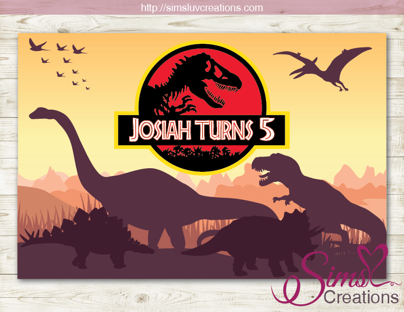 JURASSIC WORLD DINOSAUR PRINTABLE BIRTHDAY BACKDROP BANNER – Sims Luv Creations for Dinosaur Happy Birthday Banner Free Printable