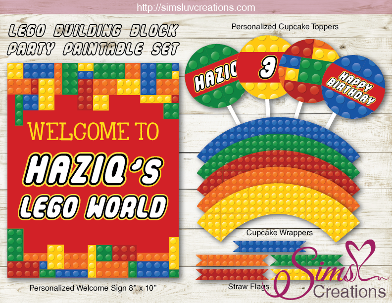 LEGO BIRTHDAY PARTY KIT | COLOR BUILDING BLOCK BIRTHDAY DECORATION PAR – Sims Luv Creations for Free Printable Lego Banner Printable