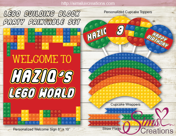 LEGO BIRTHDAY PARTY KIT | COLOR BUILDING BLOCK BIRTHDAY DECORATION PARTY PRINTABLES