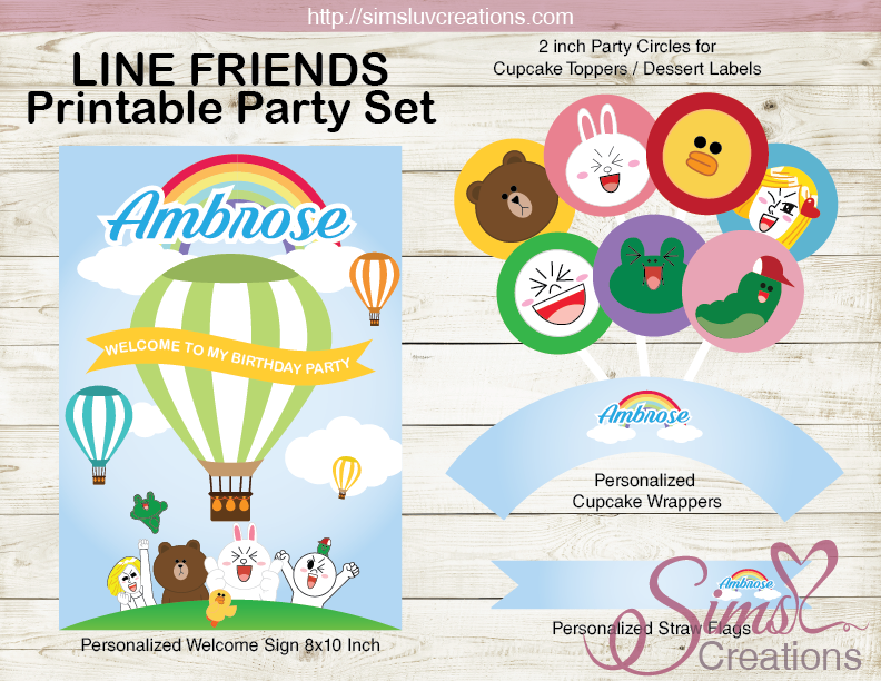 LINE FRIENDS PARTY KIT | LINE BROWN CONY PARTY PRINTABLES