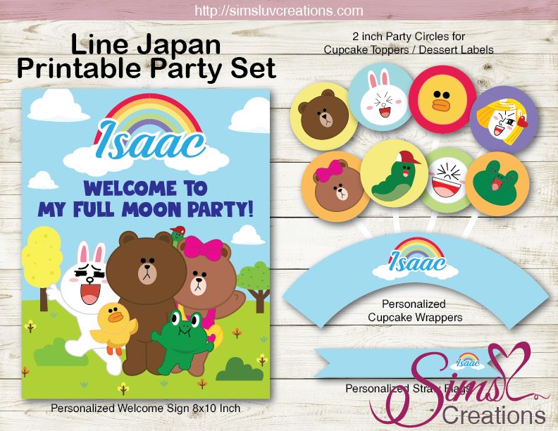 LINE JAPAN CHARACTERS PARTY KIT | LINE BROWN CONY PARTY PRINTABLES
