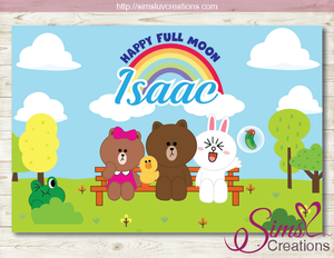 LINE BROWN CONY PRINTABLE BACKDROP BANNER | LINE JAPAN PARTY BACKDROP