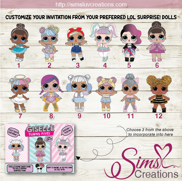 LOL SURPRISE DOLLS BIRTHDAY PRINTABLE INVITATION PARTY INVITE