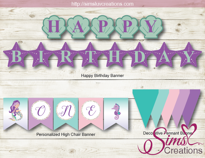 little-mermaid-party-printables-kit-under-the-sea-birthday-decoratio-sims-luv-creations for Free Printable Mermaid Birthday Banner LITTLE MERMAID PARTY PRINTABLES KIT | UNDER THE SEA BIRTHDAY DECORATIO – Sims Luv Creations for Free Printable Mermaid Birthday Banner