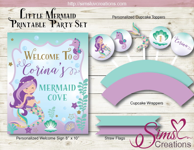 LITTLE MERMAID PARTY PRINTABLES KIT | UNDER THE SEA BIRTHDAY DECORATIO – Sims Luv Creations little-mermaid-party-printables-kit-under-the-sea-birthday-decoratio-sims-luv-creations