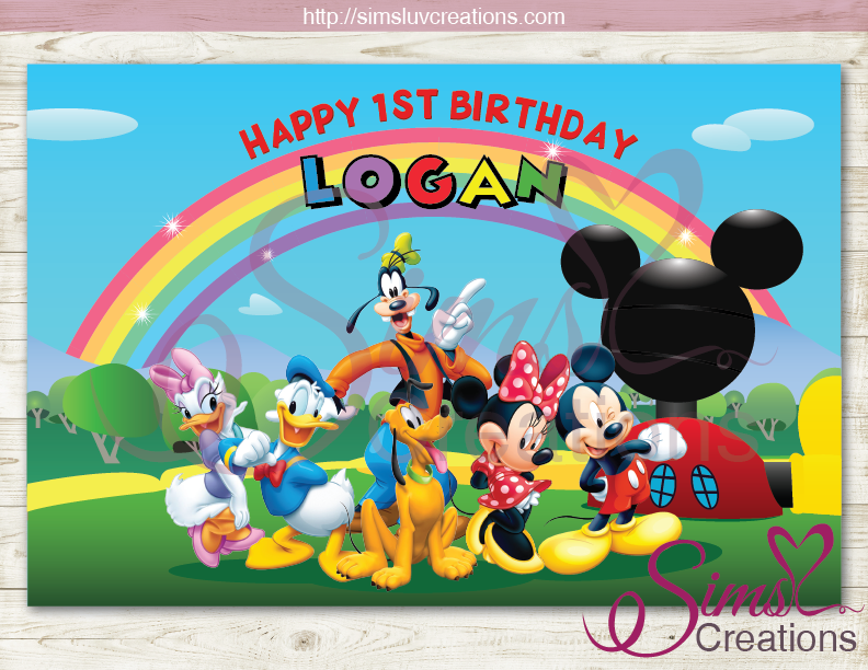 DISNEY MICKEY MOUSE CLUBHOUSE PRINTABLE BACKDROP BANNER | BIRTHDAY BACKDROP POSTER PRINTABLE