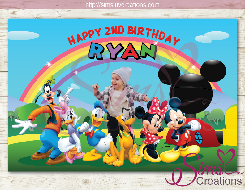 DISNEY MICKEY MOUSE CLUBHOUSE PRINTABLE BACKDROP BANNER | BIRTHDAY BAC – Sims Luv Creations for Free Printable Mickey Mouse Happy Birthday Banner Printable