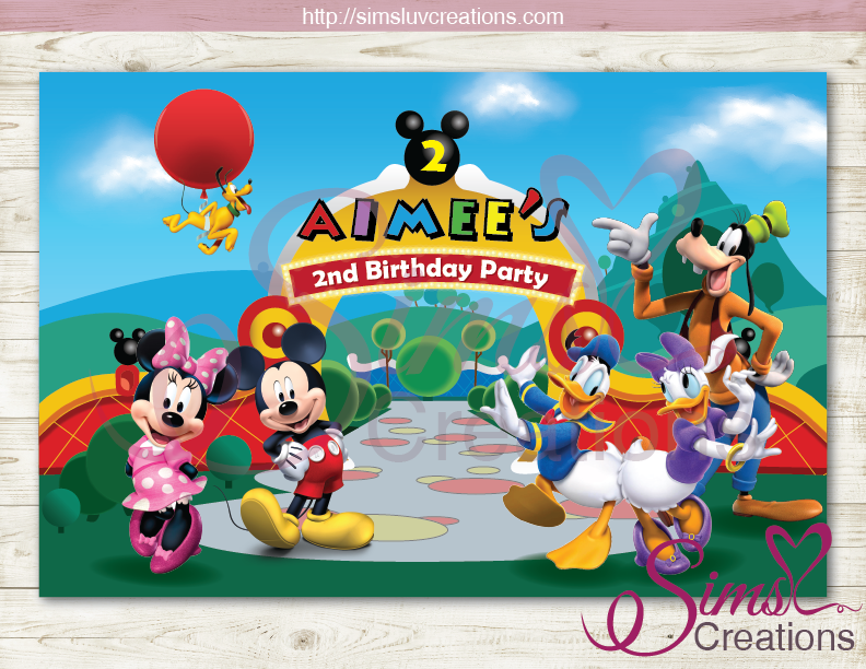 DISNEY MICKEY CLUBHOUSE PRINTABLE BACKDROP BANNER | MICKEY PARK BIRTHD – Sims Luv Creations for Free Printable Mickey Mouse 1st Birthday