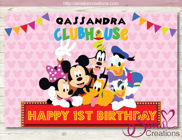 MICKEY MOUSE CLUBHOUSE PRINTABLE BACKDROP BANNER | BIRTHDAY BACKDROP