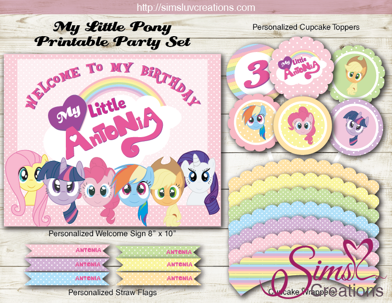 MY LITTLE PONY BIRTHDAY DECORATION KIT | PARTY PRINTABLES – Sims Luv Creations my-little-pony-birthday-decoration-kit-party-printables-sims-luv-creations