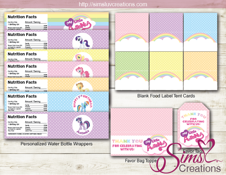 MY LITTLE PONY BIRTHDAY DECORATION KIT | PARTY PRINTABLES – Sims Luv Creations for Free My Little Pony Party Printables