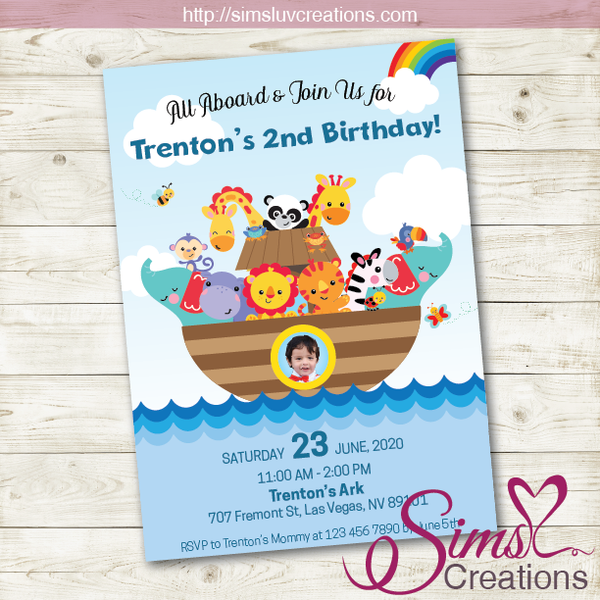 NOAH'S ARK BIRTHDAY PRINTABLE INVITATION | TWO BY TWO PARTY INVITATION