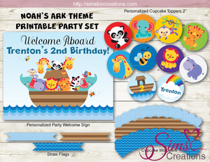 NOAH'S ARK BIRTHDAY PARTY DECORATION KIT | PARTY PRINTABLES