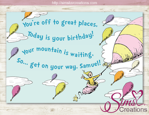 DR SEUSS PRINTABLE BIRTHDAY BANNER | OH THE PLACES YOU'LL GO PARTY BACKDROP | CUSTOM PHOTO