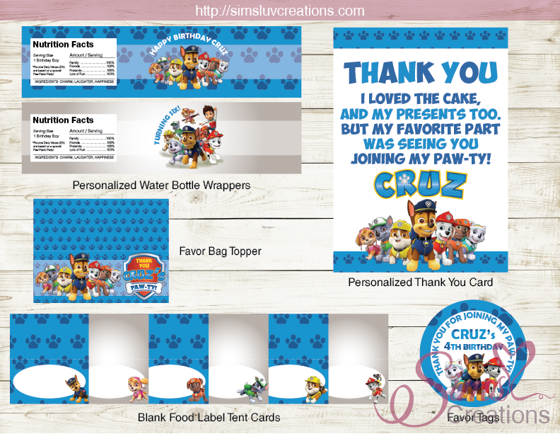 PAW PATROL THEME PARTY SUPPLIES | PARTY PRINTABLES DECORATION KIT – Sims Luv Creations paw-patrol-theme-party-supplies-party-printables-decoration-kit-sims-luv-creations