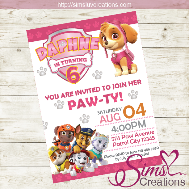 PAW PATROL BIRTHDAY PRINTABLE INVITATION | BOY AND GIRL PARTY INVITATI – Sims Luv Creations paw-patrol-birthday-printable-invitation-boy-and-girl-party-invitati-sims-luv-creations