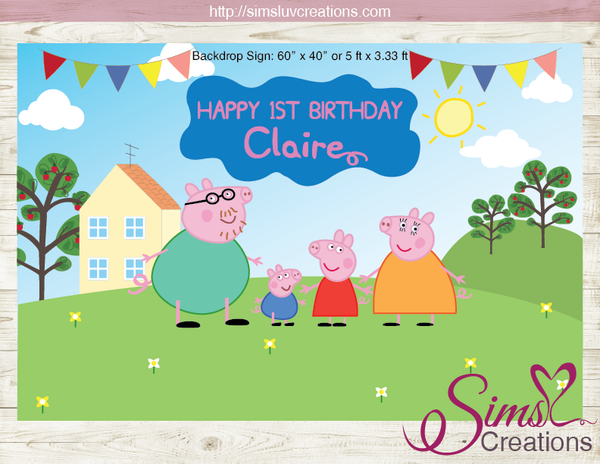 PEPPA PIG PARTY BACKDROP BANNER | BIRTHDAY POSTER