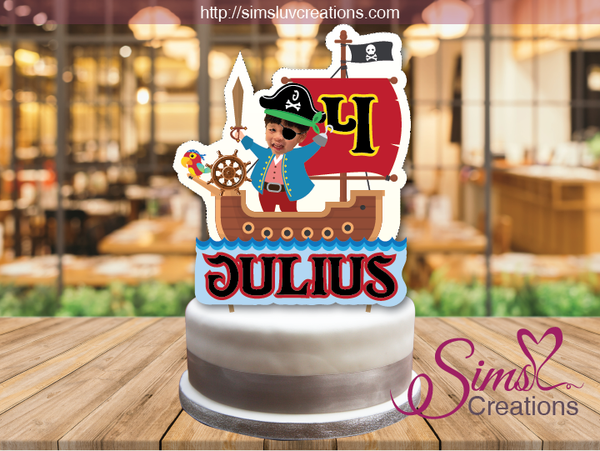 PIRATES THEME CAKE TOPPER | CAKE CENTERPIECE | CAKE DECORATIONS | CUSTOM PHOTO