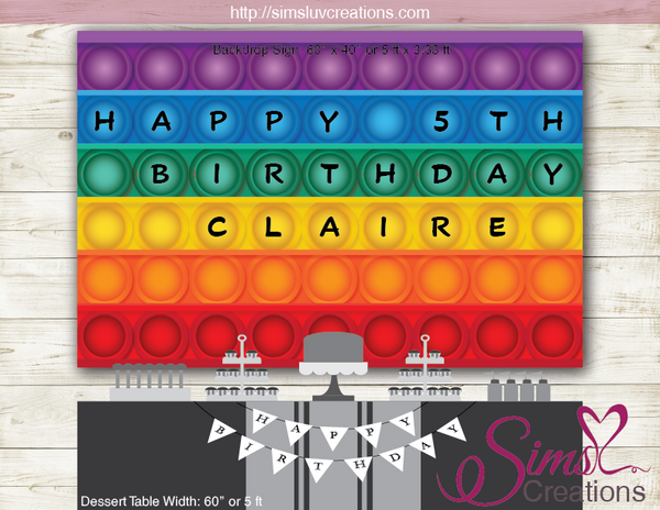 FIDGET POP IT PRINTABLE BACKDROP BANNER | PERSONALIZED BIRTHDAY POSTER PRINTABLE