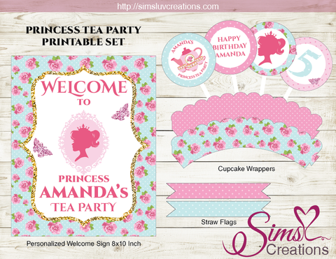 PRINCESS TEA PARTY PRINTABLES KIT | PRINCESS THEME BIRTHDAY