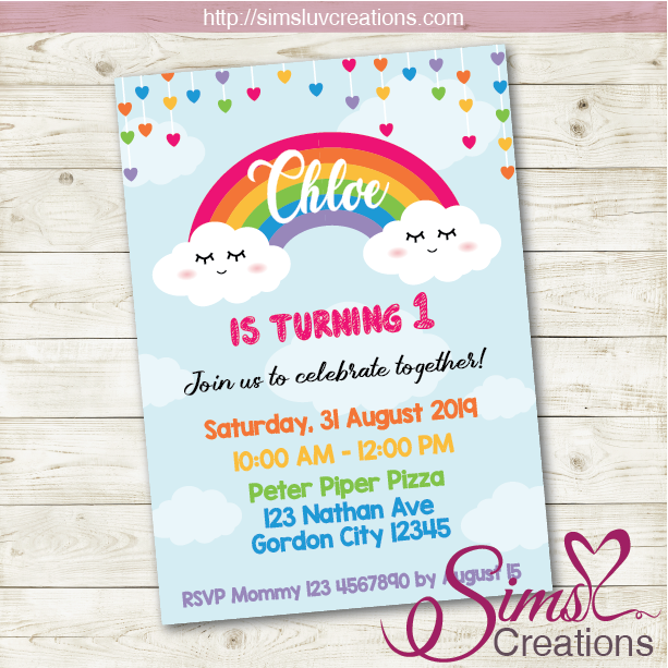 RAINBOW BIRTHDAY PRINTABLE INVITATION | PARTY INVITE – Sims Luv Creations for Free Printable Rainbow Birthday Invitations