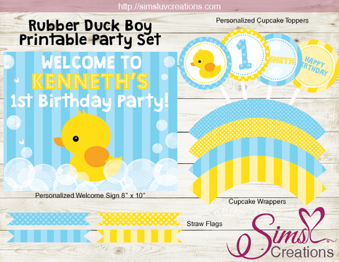 RUBBER YELLOW DUCK BIRTHDAY PARTY KIT | LITTLE DUCKLING DECORATION PARTY PRINTABLES