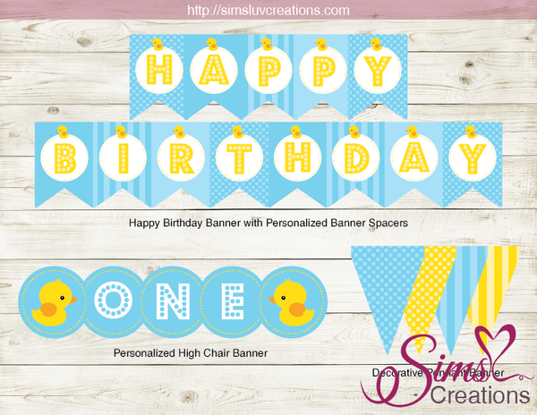 RUBBER YELLOW DUCK BIRTHDAY PARTY KIT | LITTLE DUCKLING DECORATION PARTY PRINTABLES