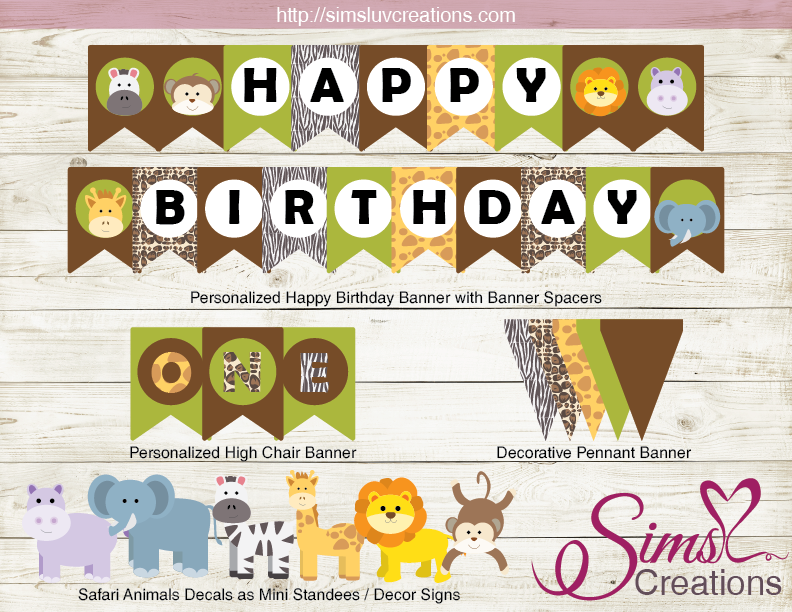 SAFARI ANIMALS PARTY PRINTABLE KIT | JUNGLE PARTY PRINTABLES – Sims Luv Creations for Free Printable Jungle Theme Party Printables