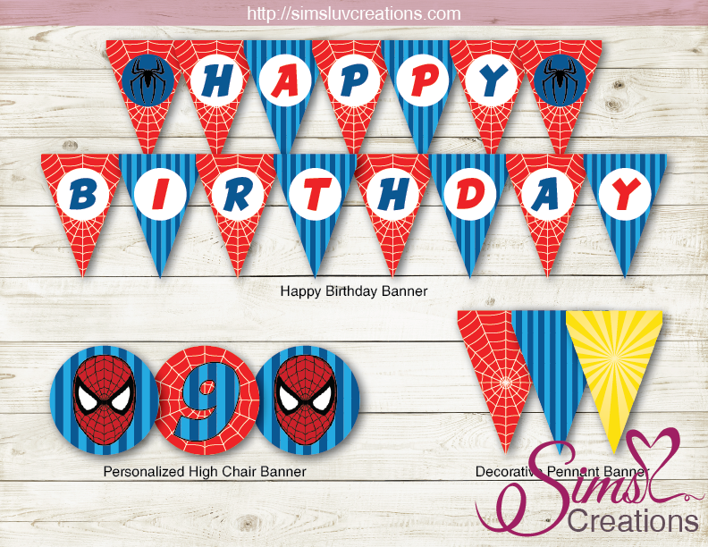 spiderman-birthday-party-decoration-kit-marvel-superheroes-spider-ma-sims-luv-creations for Avengers Happy Birthday Banner Free Printable SPIDERMAN BIRTHDAY PARTY DECORATION KIT | MARVEL SUPERHEROES SPIDER-MA – Sims Luv Creations for Avengers Happy Birthday Banner Free Printable
