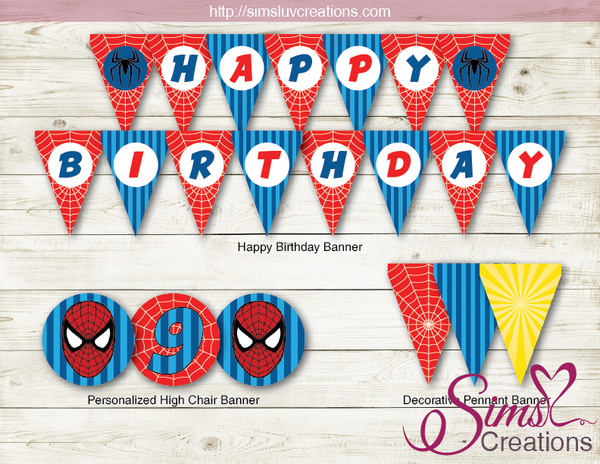 SPIDERMAN BIRTHDAY PARTY DECORATION KIT | MARVEL SUPERHEROES SPIDER-MAN PARTY PRINTABLES
