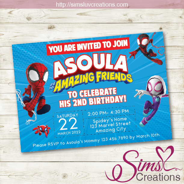 SPIDEY AND HIS AMAZING FRIENDS BIRTHDAY PRINTABLE INVITATION | PARTY INVITE