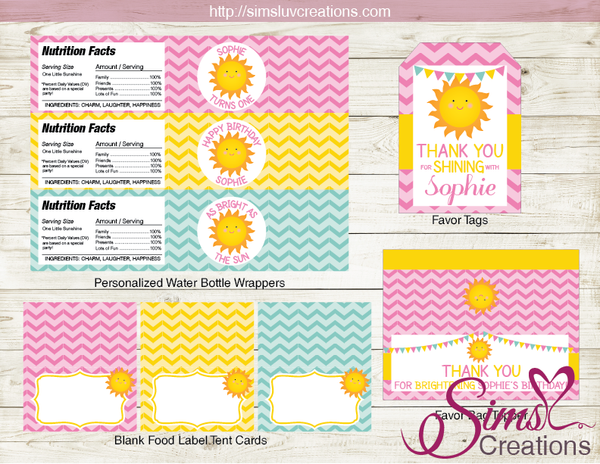 YOU ARE MY SUNSHINE BIRTHDAY PARTY KIT | SUNSHINE GIRL PARTY PRINTABLES