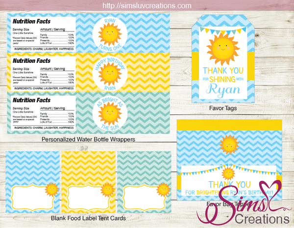 YOU ARE MY SUNSHINE BIRTHDAY PARTY KIT | SUNSHINE BOY PARTY PRINTABLES