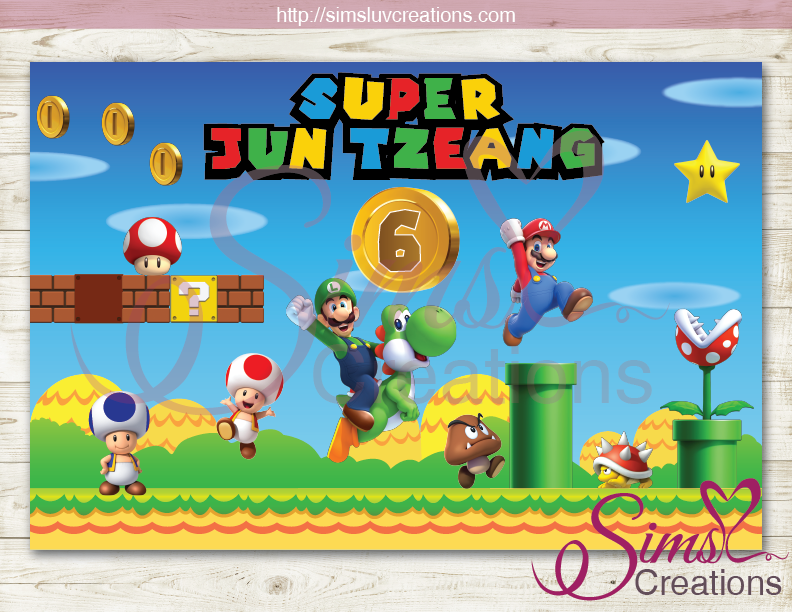 SUPER MARIO PARTY BACKDROP BANNER, BIRTHDAY PRINTABLE POSTER