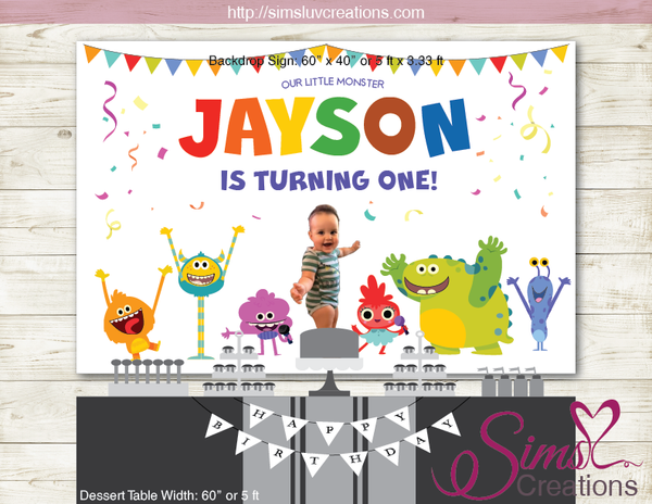 SUPER SIMPLE MONSTERS PARTY BACKDROP BANNER | BIRTHDAY BACKDROP | CUSTOM PHOTO