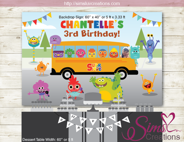 SUPER SIMPLE SONGS PARTY BACKDROP BANNER | BIRTHDAY BACKDROP | CUSTOM PHOTO