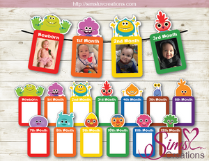 SUPER SIMPLE SONGS THEME PRINTABLE MONTHLY PHOTO BANNER | FIRST BIRTHDAY MONTHLY PHOTO BADGES