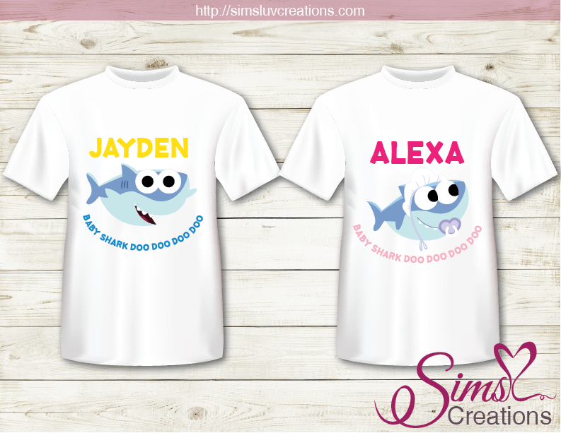 SUPER SIMPLE BABY SHARK T SHIRT IRON ON TRANSFER DIGITAL FILE FOR BA Sims Luv Creations