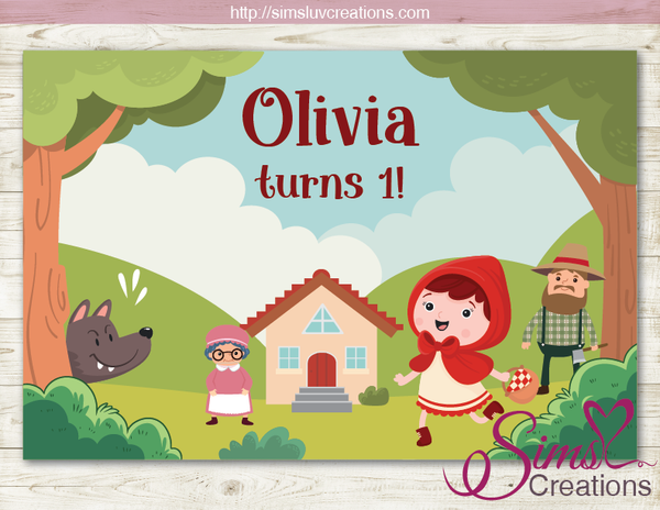 THE LITTLE RED RIDING HOOD PRINTABLE PARTY BACKDROP BANNER | BIRTHDAY POSTER DIGITAL