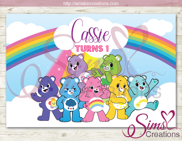 NEW CARE BEARS PRINTABLE BACKDROP BANNER | UNLOCK THE MAGIC BIRTHDAY BACKDROP