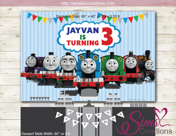 THOMAS AND FRIENDS PRINTABLE BACKDROP BANNER | TRAIN BIRTHDAY POSTER