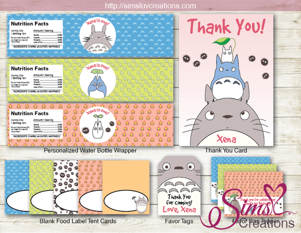 MY NEIGHBOUR TOTORO THEME PARTY SUPPLIES | STUDIO GHIBLI PARTY PRINTABLES DECORATION KIT