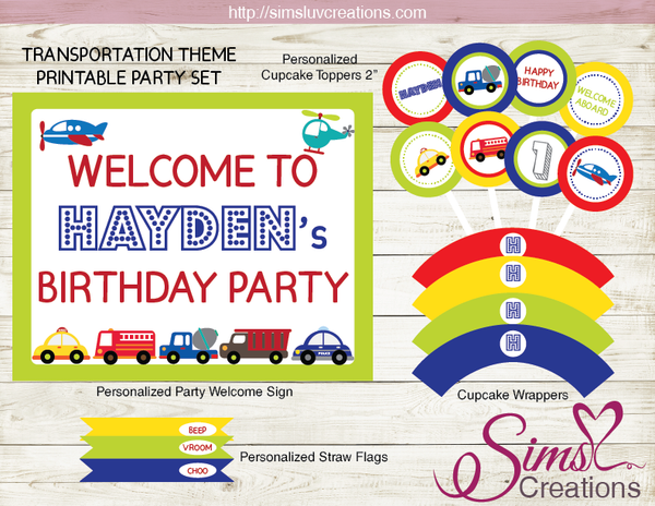 TRANSPORTATION PARTY DECORATION KIT | ALL ABOARD PARTY PRINTABLES