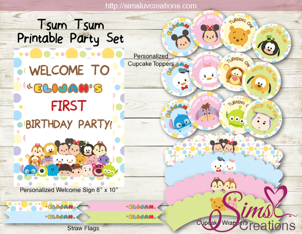 TSUM TSUM BIRTHDAY PARTY KIT | TSUM TSUM DECORATION PARTY PRINTABLES